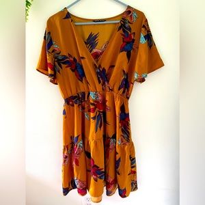 SHEIN Short Brown Floral Dress